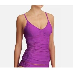 Athleta Smocked Tankini Swim Top-Size 36 D/DD-Underwire-Lined-Adjustable Straps